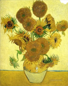 Flores Painting - Bodegón Jarrón con Quince Girasoles Vincent van Gogh Impresionismo Flores